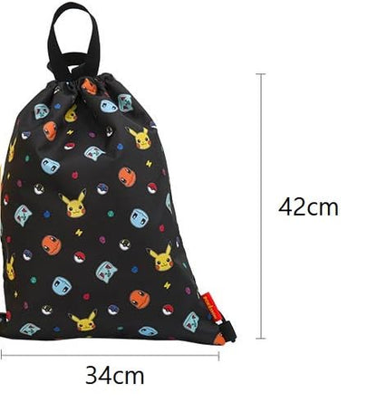 Pikachu Drawstring Backpack Gym Sackpack Travel Bag Multi Purpose Bag (Black) - color: Black