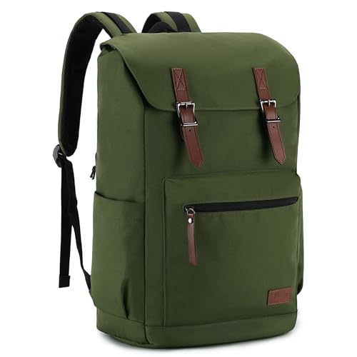 VASCHY Backpack for Men, Water Resistant High School Backpack Travel Carry-on Anti-theft Casual Daypack for Work Business Hiking Green - color: Green