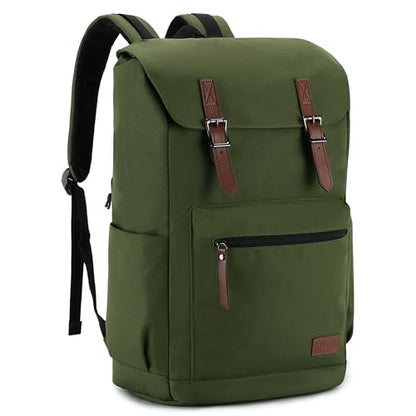 VASCHY Backpack for Men, Water Resistant High School Backpack Travel Carry-on Anti-theft Casual Daypack for Work Business Hiking Green - color: Green