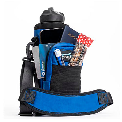 Arca Gear 40 oz Hydro Carrier - Insulated Water Bottle Sling w/Carry Handle, Shoulder Strap, Wallet and Two Pouches - The Perfect Flask Accessory - Deep Blue - color: Deep Blue