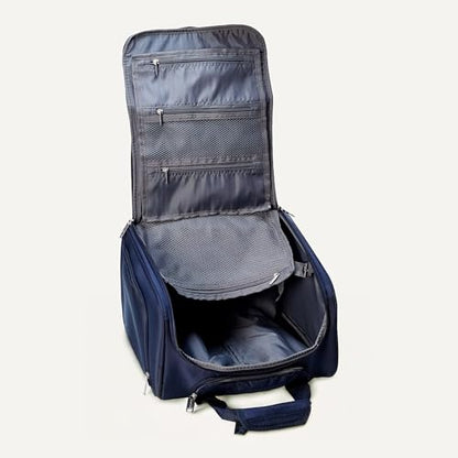 Amazon Basics Underseat Carry-On Luggage with Wheels and Handle, 14" Rolling Travel Bag, Fits Overhead Bins, Organized Compartments, Navy - color: Navy