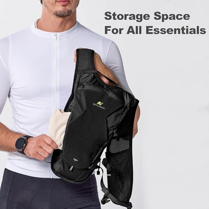 N NEVO RHINO Hydration Backpack,Water Backpack with 50 oz /1.5L Water Bladder, Bike Hydration Pack for Men Women, 6L Lightweight Hydration Hiking Backpack for Cycling Hiking - color: Black