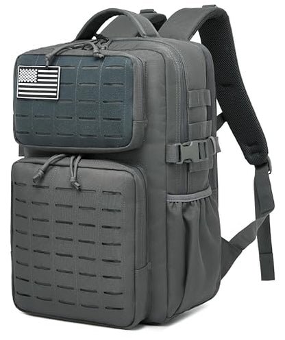 Wotony Military Tactical Backpack for Men Waterproof Daypack 3 Day Assault Pack Laser-Cut MOLLE Webbing Design with Water Bottle Holder Black Small Tactical Assault Bag (dark gray, 30L) - color: Dark Gray, size: 30L