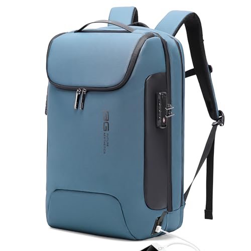 BANGE Anti-Theft Travel Backpack,Waterproof Fashion Work Backpacks,High Tech Backpack with USB3.0 Charging Port,Business Laptop Backpack Fits 17.3 Inch Notebook for Women - color: Light Blue, size: With Lock+USB