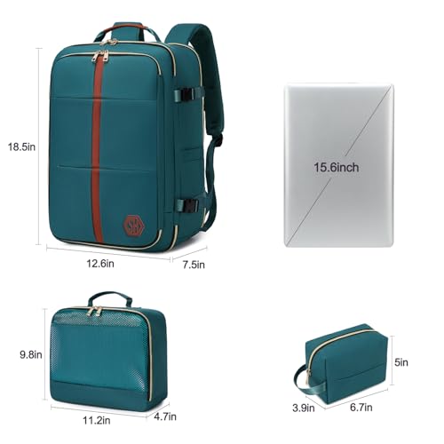 40L Travel Laptop Backpack for Women & Men, Airline Approved Carry On Luggage Overnight Bags, Waterproof Personal Item Bag, Weekender Essentials Backpacks Vacuum Backpack Dark Green - color: Dark Green