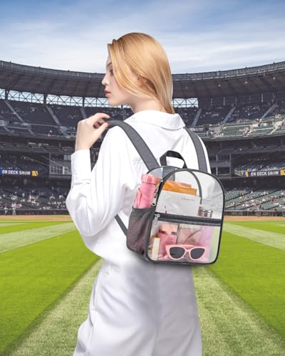Clear Backpack for Stadium Events, 12x12x6 Small Clear Plastic bag with Reinforced Straps for Game Security Festival Concert - color: Grey