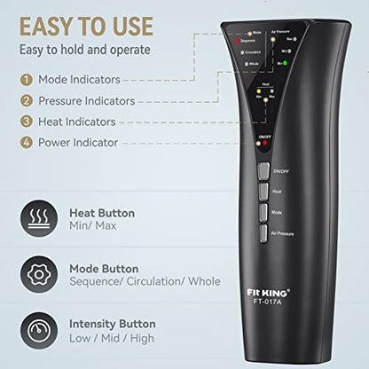 FIT KING Air Compression Leg Massager with Heat - Great Gift for Wife Mom Dad