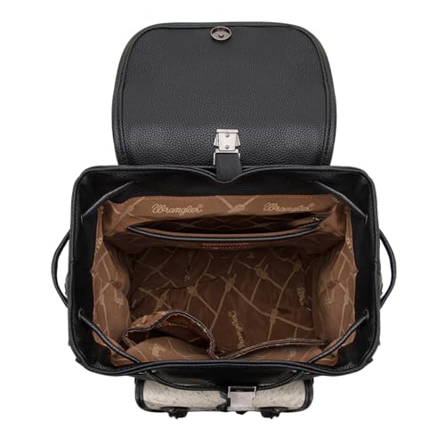 Montana West Wrangler Backpack Purse for Women Hair-on Cowhide Backpacks Western Travel Bags - color: Cowhide Black
