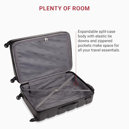 SwissGear 7366 Signature Hardside Expandable Luggage with Spinner Wheels, TSA Lock, Black, Checked-Large 27-Inch - color: Black, size: Checked-Large 27-Inch