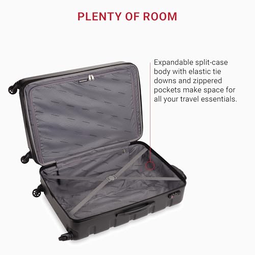 SwissGear 7366 Signature Hardside Expandable Luggage with Spinner Wheels, TSA Lock, Black, Checked-Large 27-Inch - color: Black, size: Checked-Large 27-Inch