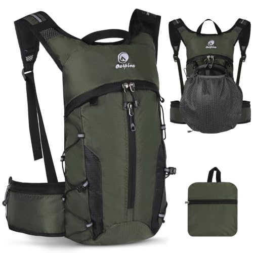 Foldable Cycling Backpack for Men Women, Small Packable Waterproof Hiking Daypack with Waist Belt, 6L Lightweight Mountain Bicycle Backpack fit Helmet for MTB Biking Skiing Climbing, Orange - color: Green