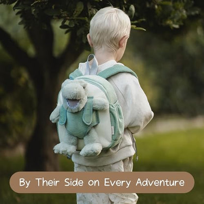 Moonkie Hug & Go Dinosaur Toddler Backpack – Soft Plush Bag with Take-Along Toy for Boys Aged 2–4 | Ideal for Daycare, Travel & Birthday Gifts - color: Dinosaur