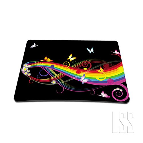 LSS 15-15.6" Laptop Sleeve Bag with Matching Laptop Skin Sticker & Mouse Pad Combo | Carrying Case for 14" 15" 15.6" - Rainbaow Butterfly - color: Rainbow Butterfly, size: 15 inch