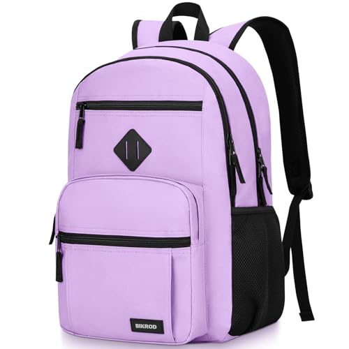 BIKROD Backpack for Girls Women, School Backpack for Teen Boys, Lightweight Casual High School Bookbag, Daily-use Travel Laptop Backpack Fits 15.6 Inch Notebook - color: Purple, size: 15.6 Inches | 18 inches (height) x 12 inches (width) x 8 inches (depth)