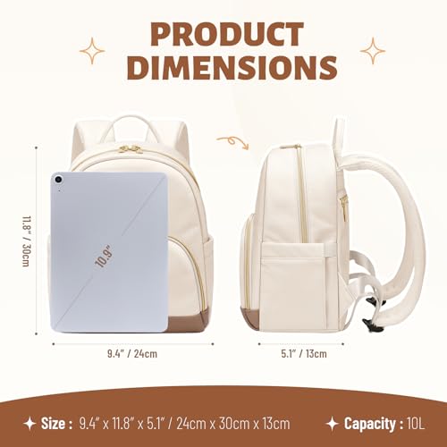 MDODO Small Backpack for Women Lightweight Stylish Mini Backpack Daypack Purses Cute Bookbag for Casual College Travel Daily,fit 10.9Inch iPad,Beige - color: Beige