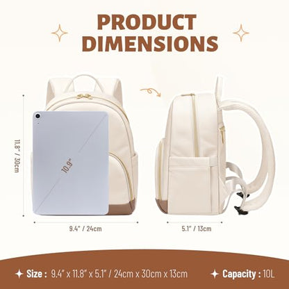 MDODO Small Backpack for Women Lightweight Stylish Mini Backpack Daypack Purses Cute Bookbag for Casual College Travel Daily,fit 10.9Inch iPad,Beige - color: Beige