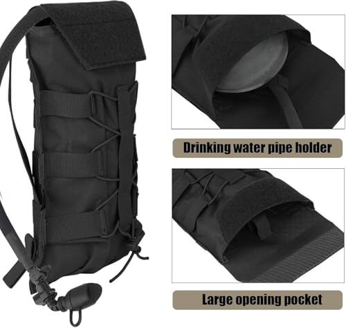 PETAC GEAR 1.5L / 3L Tactical Hydration Pack，Molle Carrier Pouch for 50 oz /100 oz Hydration Bladder Daypack Water Backpack. - color: BK, size: 3L bag only