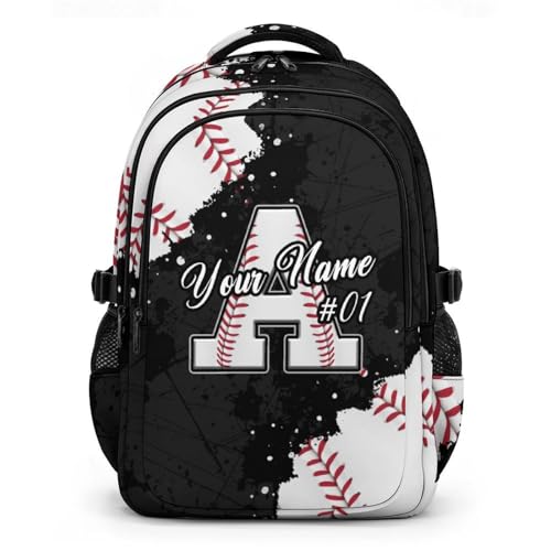 COZYAURA Personalized Baseball Backpack for Boys – 17 Inch Kids School Bag with Chest Strap, Custom Initial Sports Bookbag for Kindergarten, Elementary & Middle School - color: White