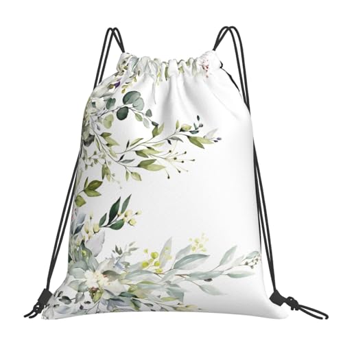 Drawstring Bags Blue Eucalyptus Backpack Bag Travel Beach Sport Gym Sack String Yoga Bag - color: Blue Eucalyptus