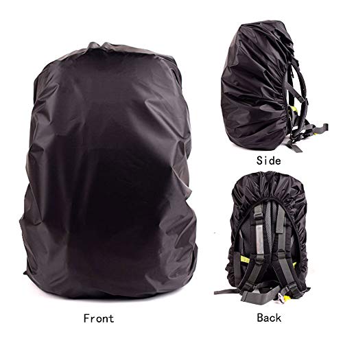 Waterproof Backpack Rain Nylon Cover, Durable Elastic Adjustable Water Resist Cover for Camping,Hiking,Climbing,30-40L - color: Black