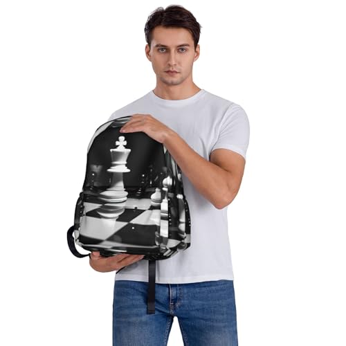 black and white chess Travel Backpack for Men Women 15.6 inch Laptop Backpack Casual Daypack for Weekender - color: Black and White Chess