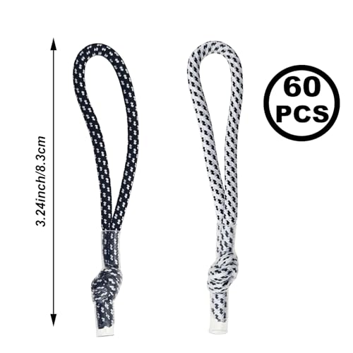 60Pcs Zipper Pull Replacement Tabs for Backpack, Heavy Duty Nylon Zipper Pulls for Luggage, Jackets, Suitcases, Durable Braided Cord Extender for Outdoor Gear & Travel Bags