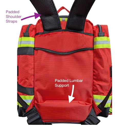 Kemp USA Premium Ultimate EMS Backpack Red Emergency Medical Trauma Bag - color: Premium Red
