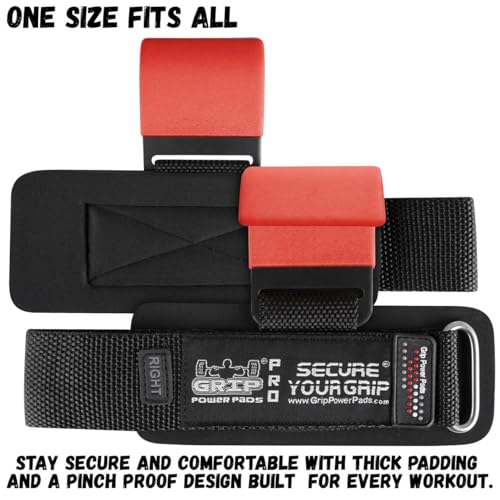 Weight Lifting Rod Hooks Heavy Duty Wrist Wraps Power Weight Lifting Training Gym Grips Straps Set of 2 - color: RED, size: WOMEN-Wrist Size Small/Medium