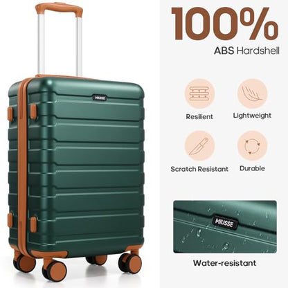 Carry on Luggage, Suitcase Set 3Piece with Backpack YKK zippers - color: Army Green