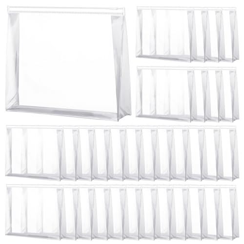 Xuniea 50 Pcs Mini Clear Makeup Bag Small Clear Zipper Pouch Travel Plastic Cosmetic Organizer Waterproof for Toiletries Swimsuit Bikini Bathing Suit(11.81'',Transparent) - color: Transparent, size: 11.8 x 9.7 x 2.4
