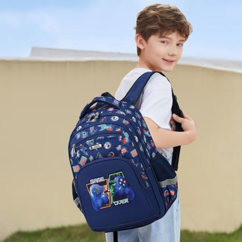 Cusangel Kids school Backpack with lunch bag for Girls,Elementary 6-10years Bookbag nylon large capacity backpack,Daypack - color: Blue 16in 2pcs