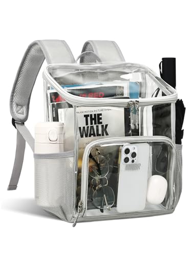 MIER Clear Backpack for Stadium Events 12 Inch Small Transparent Bookbag Heavy Duty See Through Backpacks for School Clear Bag for Boys Girls Adult, Gray - color: Gray, size: Small