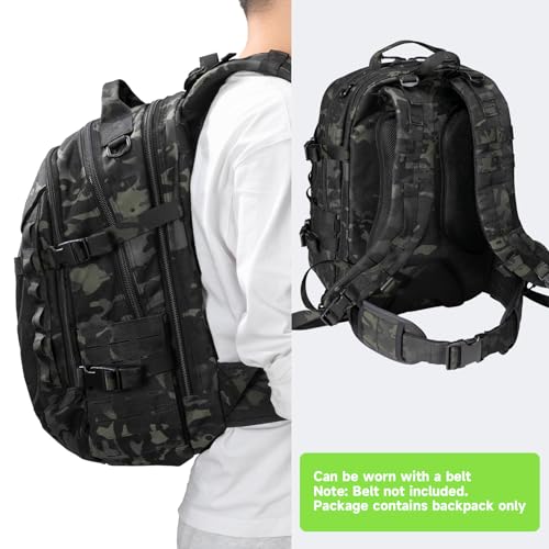 EXCELLENT ELITE SPANKER 40L Tactical Military Backpack for Men and Women Large Rucksack Assault Pack Bag for Outdoor Camping, Hiking,Travel Backpacking(Multicam Black) - color: Multicam Black