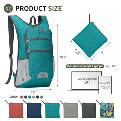 20L Lightweight Hiking Daypack, Foldable Travel Packable Backpack for Men Women for Cycling Camping Outdoor (Green) - color: Green