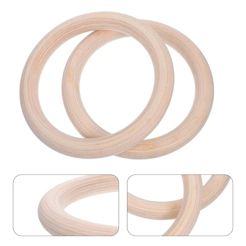 DECHOUS Wood Gymnastic Rings Set 2pcs – 28mm Birch Wood Pull-up Rings for Full Body Strength Training, Home Fitness and Calisthenics Exercise Equipment for Men and Adults