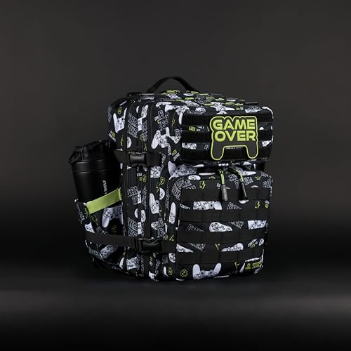 WOLFpak 25L Athletic Gym Backpack (Game Over) Durable 1000D Waterproof Oxford Material w/MOLLE Webbing, Laptop Pocket & Dual Cup Holders, Durable Fitness/Travel/Military Daypack - color: Game Over