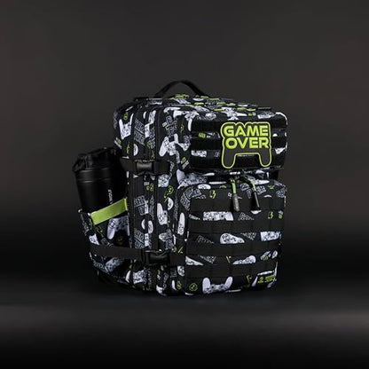 WOLFpak 25L Athletic Gym Backpack (Game Over) Durable 1000D Waterproof Oxford Material w/MOLLE Webbing, Laptop Pocket & Dual Cup Holders, Durable Fitness/Travel/Military Daypack - color: Game Over