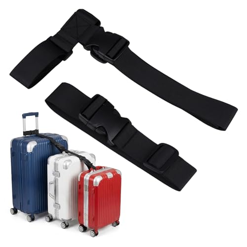 2 Pack Luggage Straps for Suitcases Adjustable Belt Luggage Connector Straps to Attach Backpack to Trolley, Connect 3 Bags Together for Travel