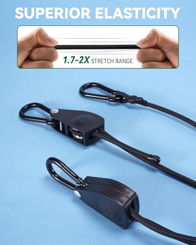60" Heavy Duty Adjustable Carabiner Bungee Cord with Hooks, Easy to Adjust from 7" to 60", Black Ratchet Bungee Straps with Iron Carabiners & Superior Elasticity for Cargo, Luggage, Carts, etc (4 Pcs) - size: 60 Inch, style: Heavy Duty