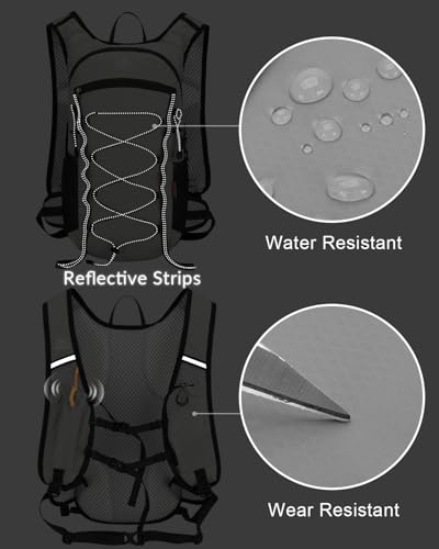 Small Hiking Backpack with 3D Sponge Backpanel for Men Women, 15L Waterproof Lightweight Cycling Backpack with Chest Strap & Helmet Buckle & Hanging Loop for MTB Biking Jogging, Grey - color: Grey