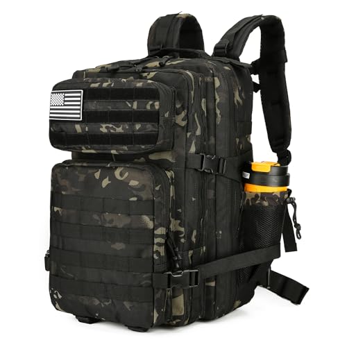 Lovelinks21 25L Tactical Backpack for Men and Women Military Backpack Small Assault Pack Molle Backpack Bug Out Bag Travel Rucksack Daypack (Black Camo) - color: Black Camo