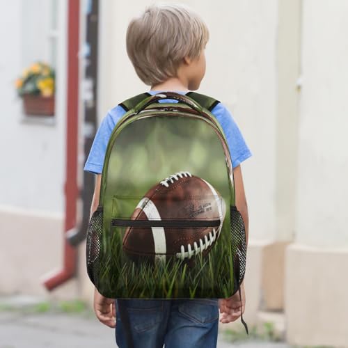 American Football Ball Backpack with Chest Strap, Casual Backpack for Women Men, 16 Inch Daypack for Travel Work, Rugby - color: Brown