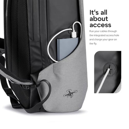 DronePack 25L customizable Travel Camera Bag with removable dividers - EARLY BIRD - Drone Backpack incl. TSA lock, fire-resistant battery pocket, laptop compartment, ergonomic straps - grey Drone Bag