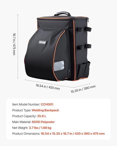 VEVOR Welding Backpack, 35.6L Welder Backpack for Tools and Helmet, 600D Polyester Extreme Gear Pack with Helmet Catch Bag, Multi-Purpose Gear Storage Bag for Welding, Outdoor Camping, Mountaineering - style: 600D Polyester-1