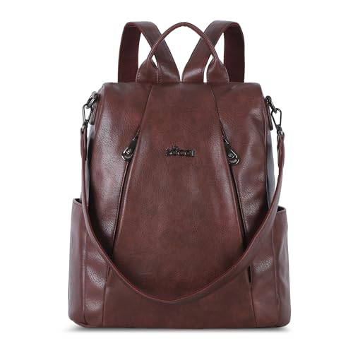 ZOCAI Backpack Purse for Women Medium Anti-Theft Backpacks Purses Design Leather Shoulder Bags with Removable Strap - color: Wine