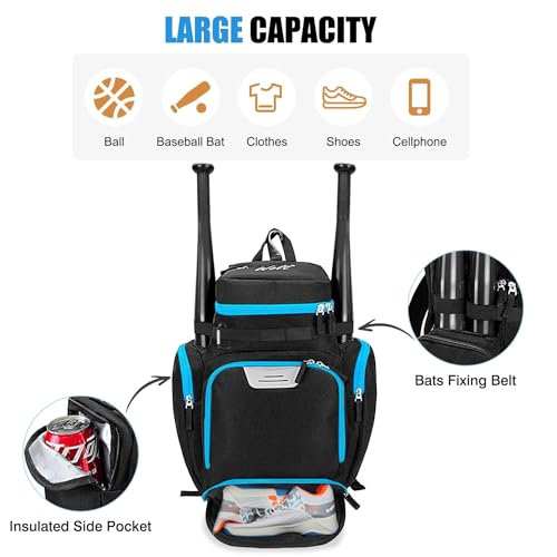 WOLT Basketball Backpack, Basketball Bag for Men with Shoes Compartment, Sports Backpack for Baseball, Soccer, Football - color: Zipper Blue