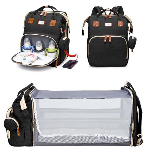 JSTPRO Diaper Bag Backpack, Large Waterproof Lightweight Diaper Bag with Changing Station, Insulated Pockets, USB Port, Travel Bag for Mom and Dad (Black) - color: Black