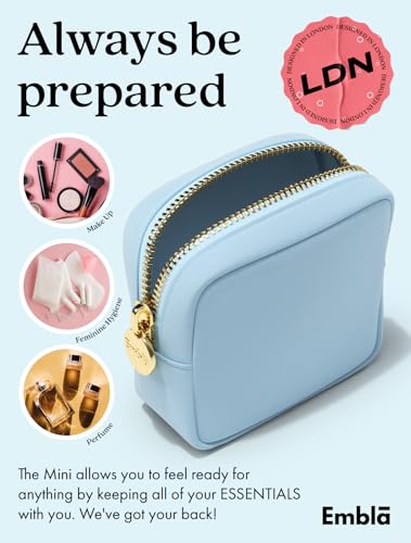 Embla Small Makeup Bag for Purse, Mini Waterproof Nylon Cosmetic Pouch, Durable and Lightweight Travel Toiletry Bag with Smooth Zipper, Blue - color: Sky, size: Mini
