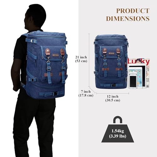 WITZMAN Travel Backpack for Men Women Carry-on Airline Approved - color: Blue
