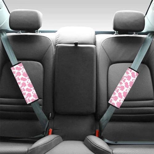 Dreaweet Seat Belt Cover Pad Pink Cow Print Car Accessories Seatbelt Covers for Women Girly,Soft Comfy Seatbelt Cushion Shoulder Strap Pad for Bag Backpack - color: Pink Cow Print